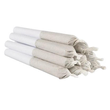 Stacked side view of nine white paper-roll cones titled Ice Cream Rntz PR 10 x 0.35 g arranged in a pyramid on a plain white background