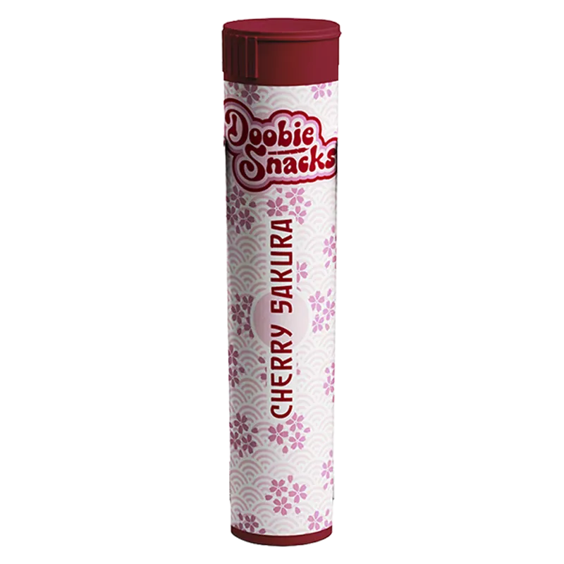 Tall front view of the Cherry Sakura PR 4 x 0.5 g tube showing pink sakura patterns and a red cap on a white background.