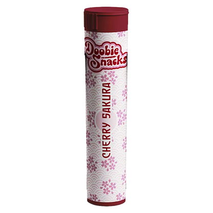 Tall front view of the Cherry Sakura PR 4 x 0.5 g tube showing pink sakura patterns and a red cap on a white background.