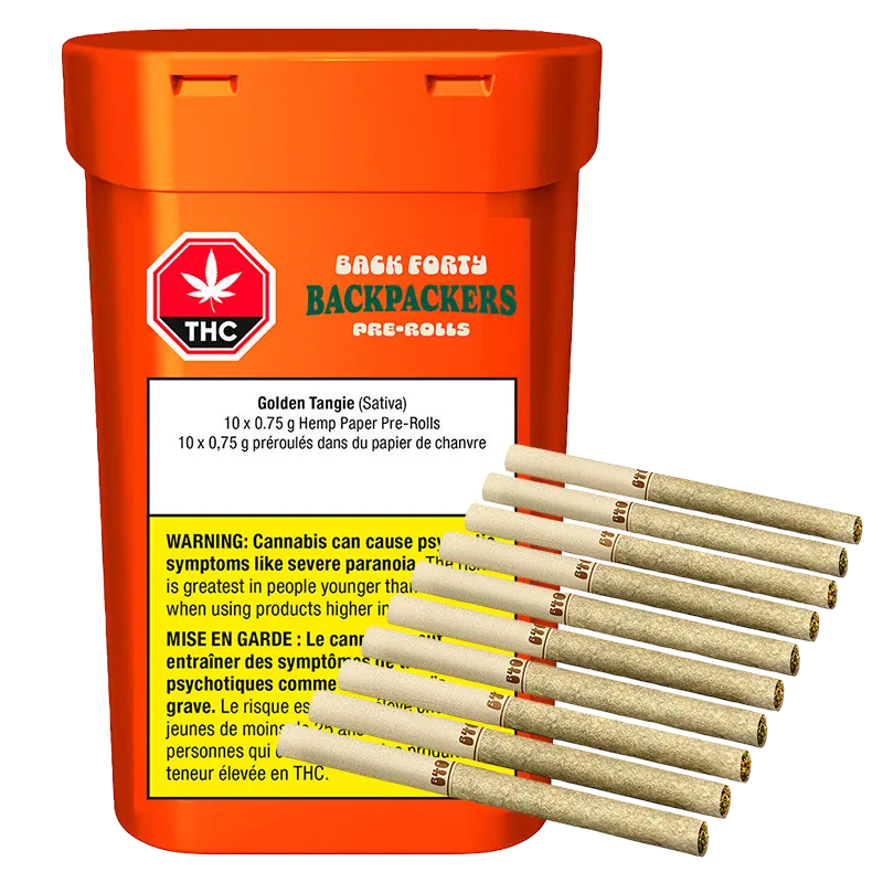 Back Forty 7.5 g Backpackers Golden Tangie PR  10 x 0.75 g Pre-Rolls
