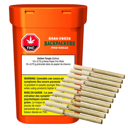 Back Forty 7.5 g Backpackers Golden Tangie PR  10 x 0.75 g Pre-Rolls