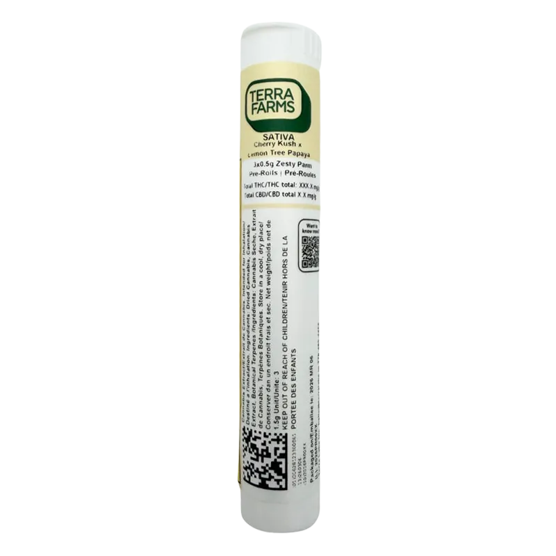 Terra Farms 1.5 g Zesty Parm PR 3 x 0.5 g Pre-Rolls