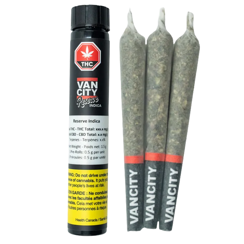 Vancity Cannabis 1.5 g Reserve Indica PR 3 x 0.5 g Pre-Rolls