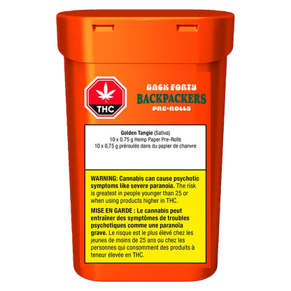 Back Forty 7.5 g Backpackers Golden Tangie PR 10 x 0.75 g Joints