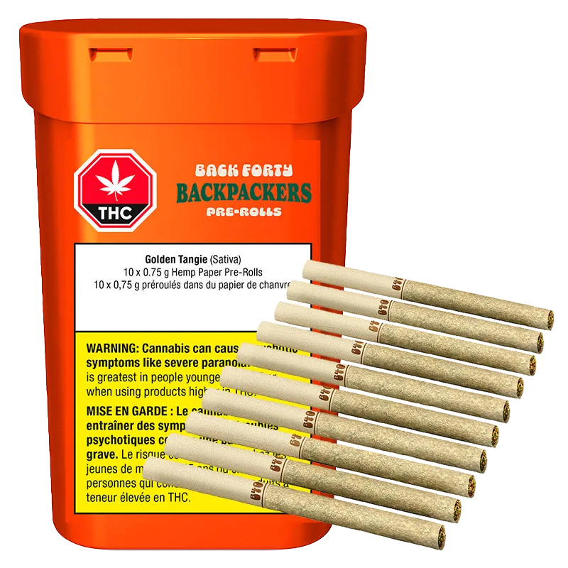 Back Forty 7.5 g Backpackers Golden Tangie PR 10 x 0.75 g Joints