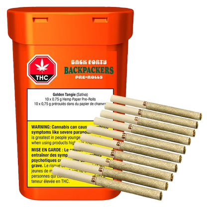 Back Forty 7.5 g Backpackers Golden Tangie PR 10 x 0.75 g Joints