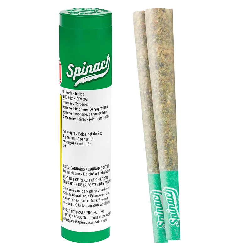 Spinach 2 g OG Kush PR 2 x 1 g Pre-Rolls