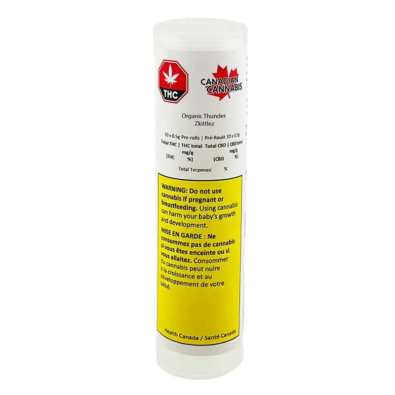 Canadian Cannabis 5 g Organic Thunder Zkittlez PR 10 x 0.5 g Pre-Rolls