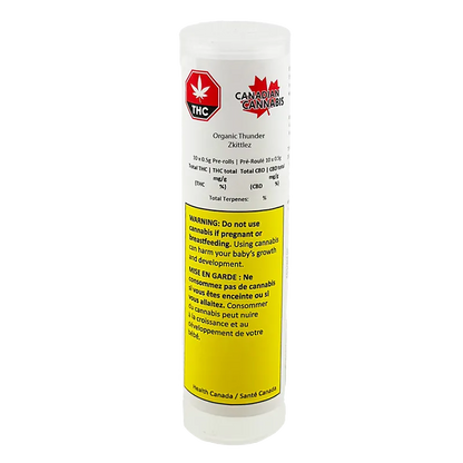 Canadian Cannabis 5 g Organic Thunder Zkittlez PR 10 x 0.5 g Pre-Rolls
