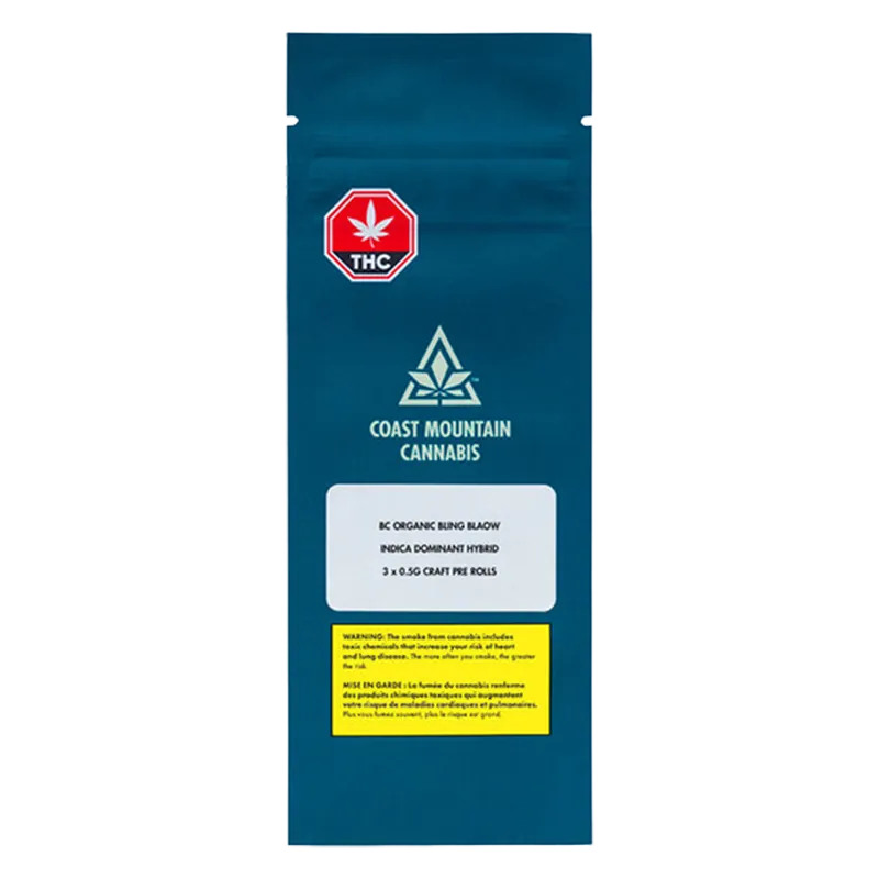 Coast Mountain Cannabis 1.5 g BC Organic Bling Blaow PR 3 x 0.5 g Pre-Rolls