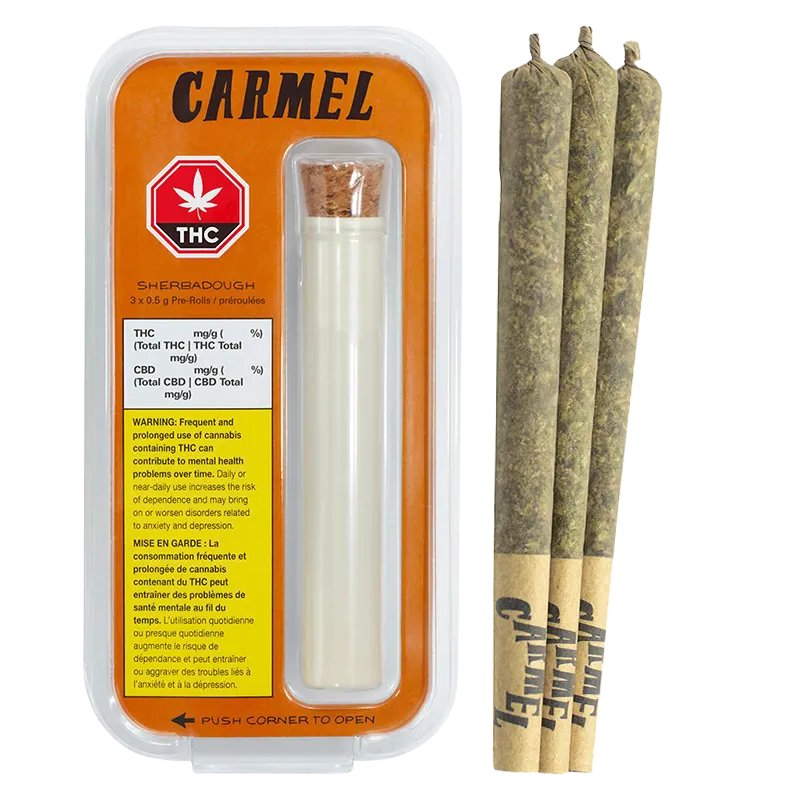 Carmel 1.5 g Sherbadough PR 3 x 0.5 g Pre-Rolls