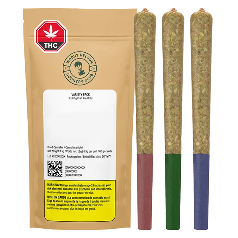 Woody Nelson Country Club 1.5 g Variety Pack Craft PR 3 x 0.5 g Pre-Rolls