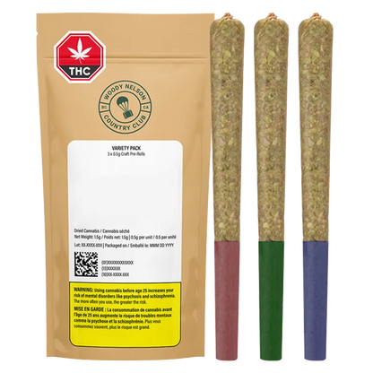 Woody Nelson Country Club 1.5 g Variety Pack Craft PR 3 x 0.5 g Pre-Rolls
