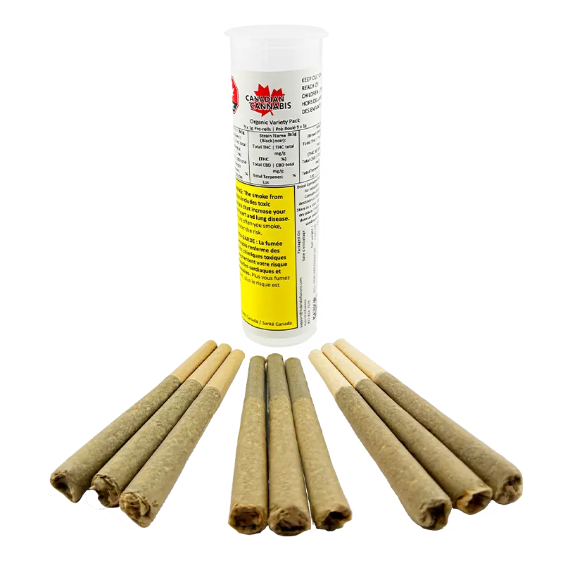 Canadian Cannabis 9 g Organic Variety Pack PR 9 x 1 g Pre-Rolls