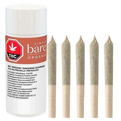 Simply Bare 1.75 g BC Organic Tangerine Sunrise PR 5 x 0.35 g Pre-Rolls
