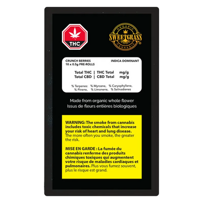 Sweetgrass Organic Cannabis 5 g Organic Mint Chocolate Chip PR 10 x 0.5 g Pre-Rolls