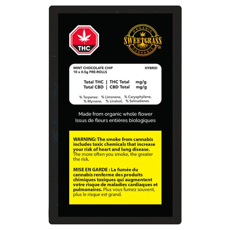 Sweetgrass Organic Cannabis 5 g Organic Crunch Berries PR 10 x 0.5 g Pre-Rolls