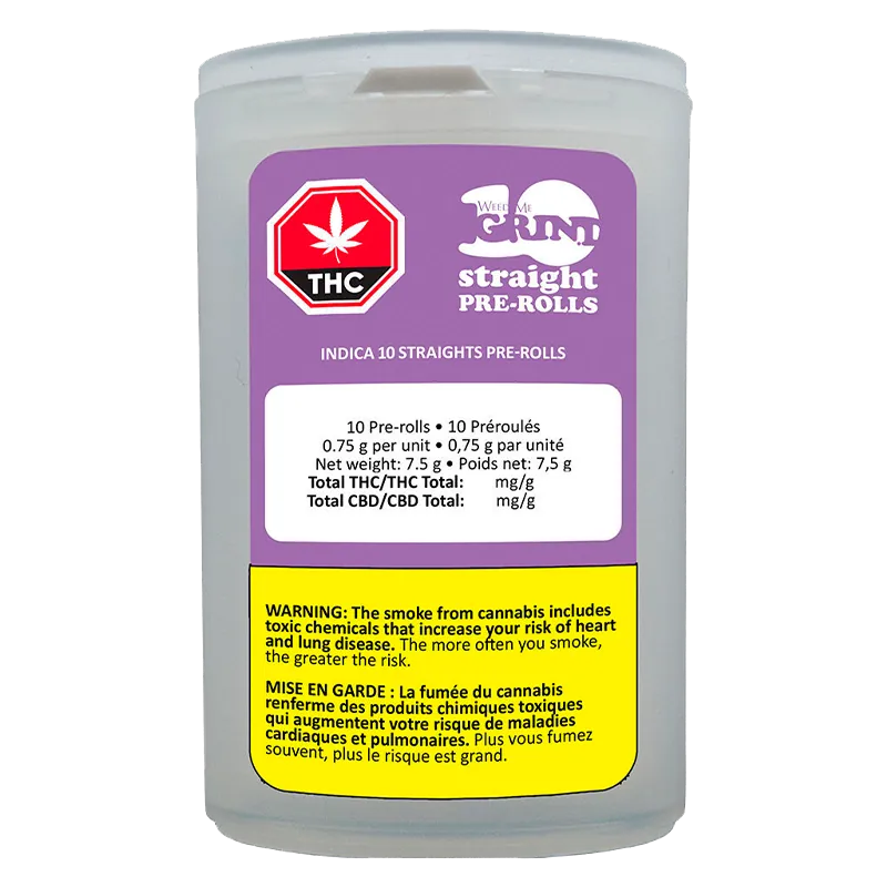 Weed Me Grind 7.5 g Indica 10 Straights PR  10 x 0.75 g Pre-Rolls