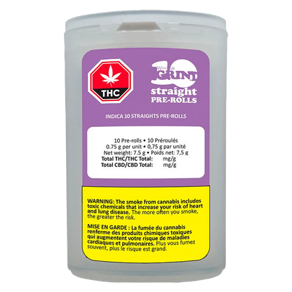 Weed Me Grind 7.5 g Indica 10 Straights PR  10 x 0.75 g Pre-Rolls