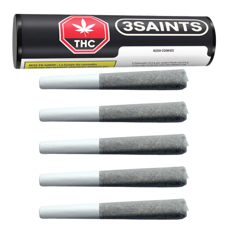 3Saints 2.5 g Kush Cookies PR 5 x 0.5 g Pre-Rolls