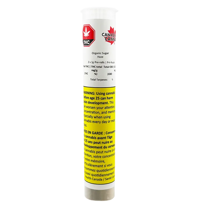Canadian Cannabis 2 g Sugar Haze PR 2 x 1 g Pre-Rolls