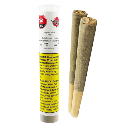 Canadian Cannabis 2 g Organic Sugar Haze PR 2 x 1 g Pre-Rolls
