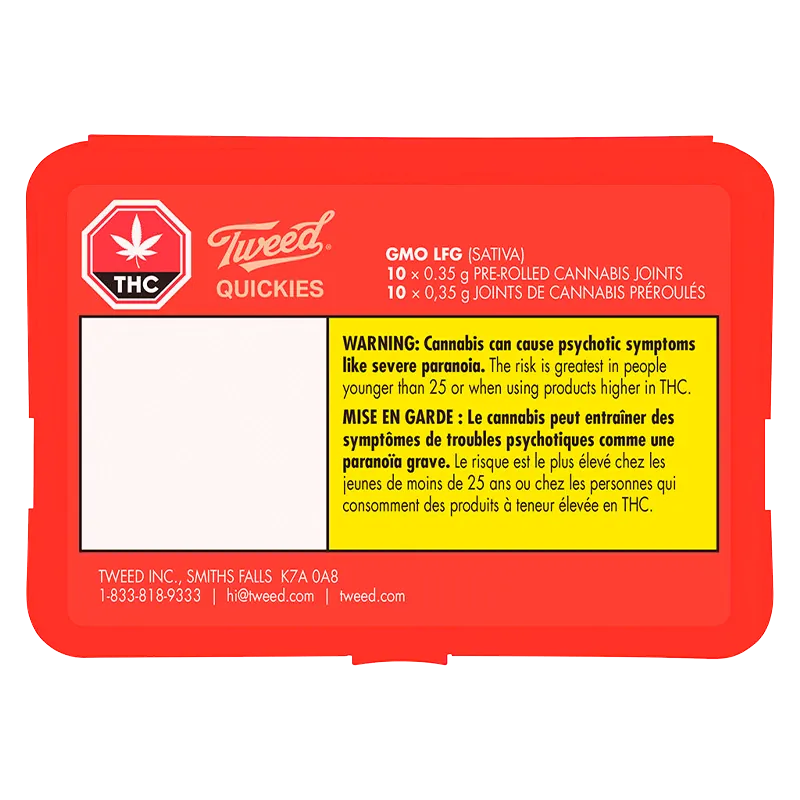 Tweed 3.5 g Quickies GMO Jet Fuel PR 10 x 0.35 g Pre-Rolls