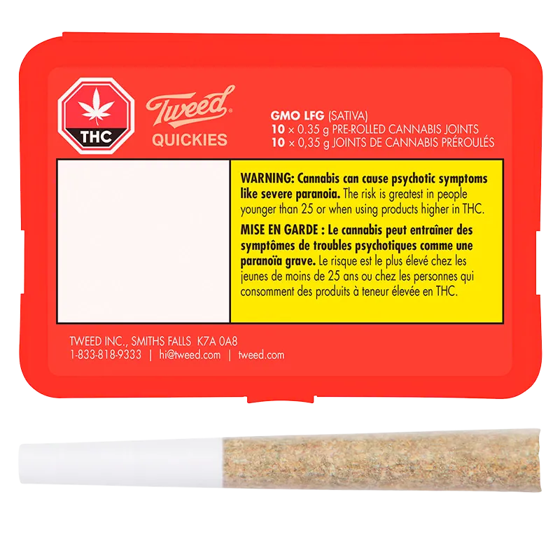 Tweed 3.5 g Quickies GMO Jet Fuel PR 10 x 0.35 g Pre-Rolls