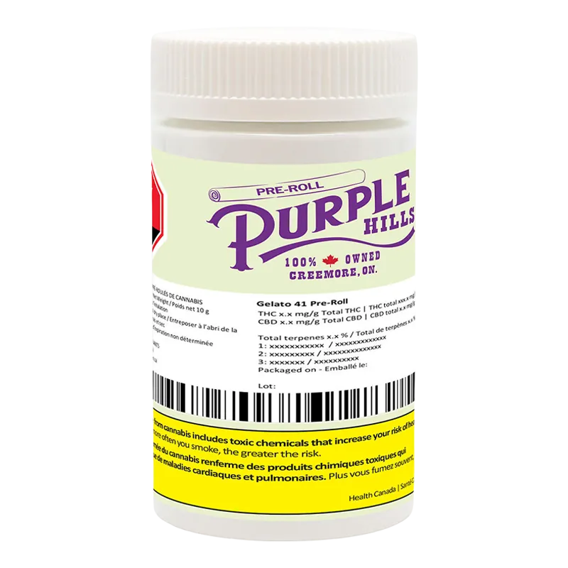 Purple Hills 10 g Gelato 41 PR 20 x 0.5 g Pre-Rolls