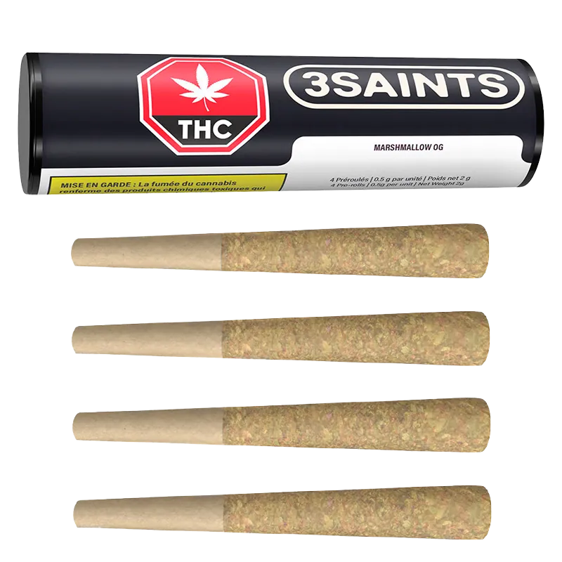 3Saints 2 g Marshmallow OG PR 4 x 0.5 g Pre-Rolls