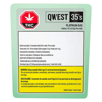 Qwest 3.5 g 35's Platinum Gas PR 10 x 0.35 g Pre-Rolls