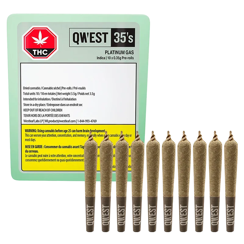 Qwest 3.5 g 35's Platinum Gas PR 10 x 0.35 g Pre-Rolls