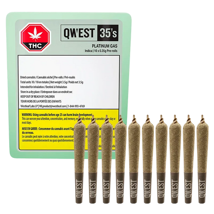 Qwest 3.5 g 35's Platinum Gas PR 10 x 0.35 g Pre-Rolls