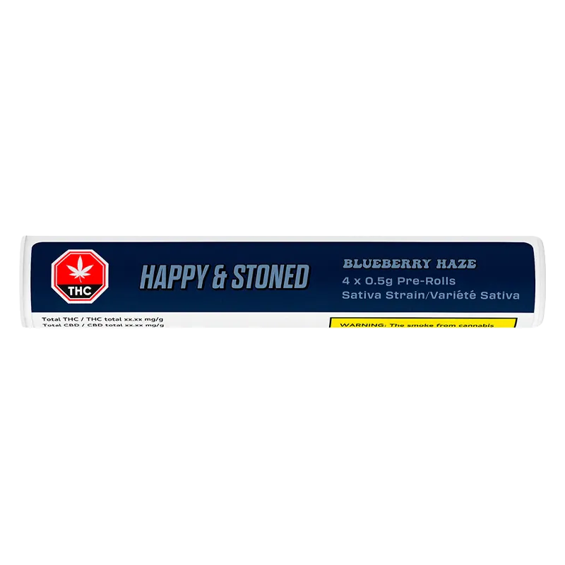 Happy & Stoned 2 g Blueberry Haze PR 4 x 0.5 g Pre-Rolls