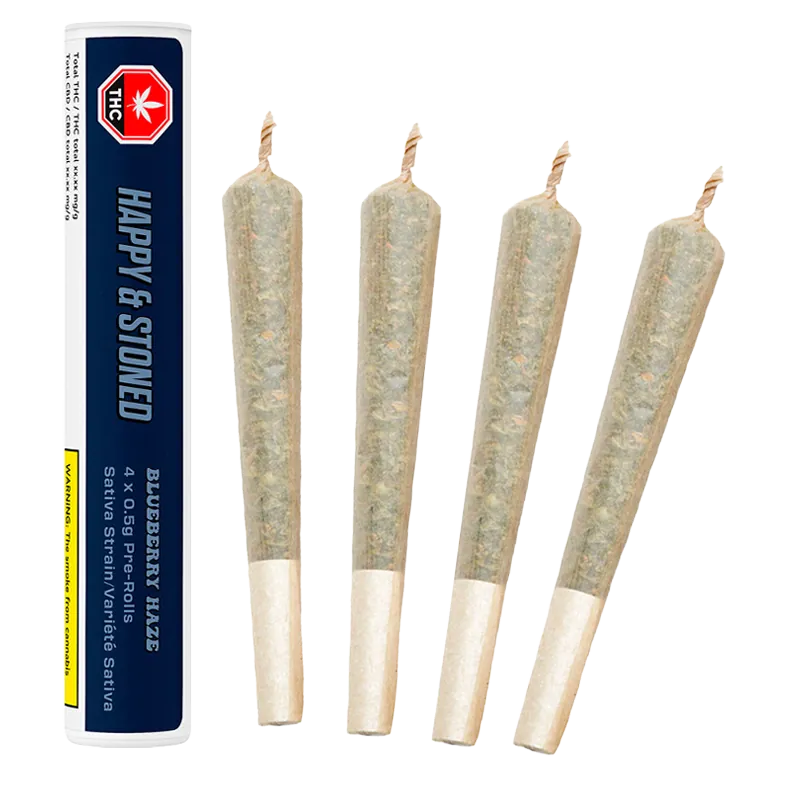Happy & Stoned 2 g Blueberry Haze PR 4 x 0.5 g Pre-Rolls