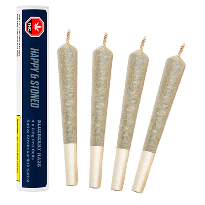 Happy & Stoned 2 g Blueberry Haze PR 4 x 0.5 g Pre-Rolls