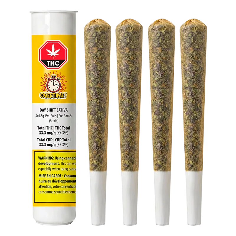 OVERTIME 2 g Day Shift Sativa PR 4 x 0.5 g Pre-Rolls