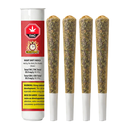 OVERTIME 2 g Night Shift Indica - PR 4 x 0.5 g Pre-Rolls