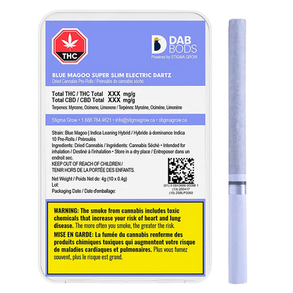 Dab Bods 4 g Blue Magoo Super Slim Electric Dartz PR 10 x 0.4 g Pre-Rolls