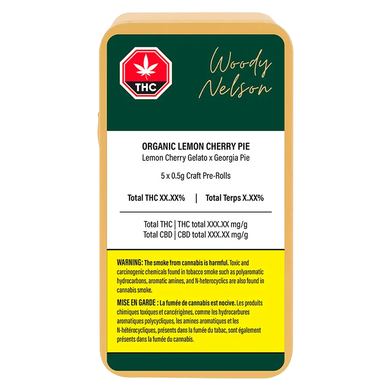 Woody Nelson 2.5 g Organic Lemon Cherry Pie Craft PR 5 x 0.5 g Pre-Rolls