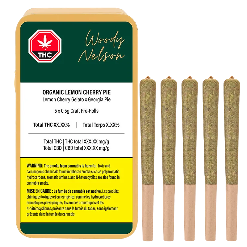 Woody Nelson 2.5 g Organic Lemon Cherry Pie Craft PR 5 x 0.5 g Pre-Rolls