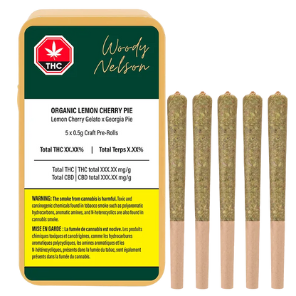 Woody Nelson 2.5 g Organic Lemon Cherry Pie Craft PR 5 x 0.5 g Pre-Rolls