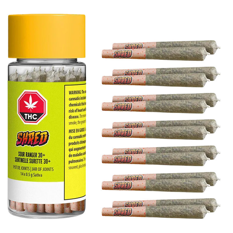 Shred 7 g Sour Ranger Jar of Joints PR 14 x 0.5 g Pre-Rolls