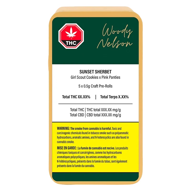 Woody Nelson 2.5 g Sunset Sherbet Craft PR 5 x 0.5 g Pre-Rolls