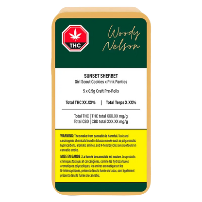 Woody Nelson 2.5 g Sunset Sherbet Craft PR 5 x 0.5 g Pre-Rolls