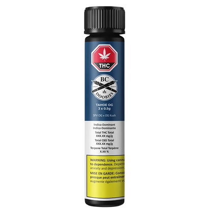 BC Doobies 1.5 g Tahoe OG PR 3 x 0.5 g Pre-Rolls
