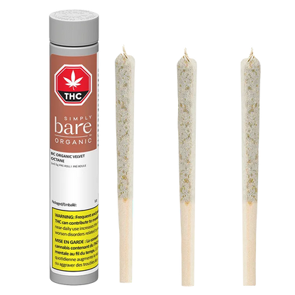 Simply Bare 1.5 g BC Organic Velvet Octane PR 3 x 0.5 g Pre-Rolls