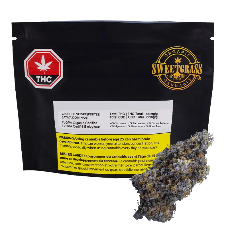 Sweetgrass Organic Cannabis 3.5 g Crushed Velvet Petites Lto Flower