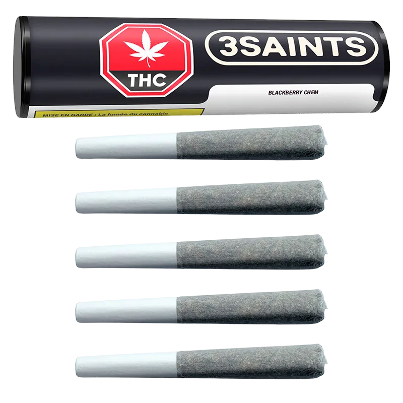 3Saints 2.5 g Blackberry Chem PR 5 x 0.5 g Pre-Rolls