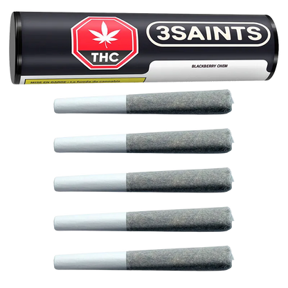 3Saints 2.5 g Blackberry Chem PR 5 x 0.5 g Pre-Rolls